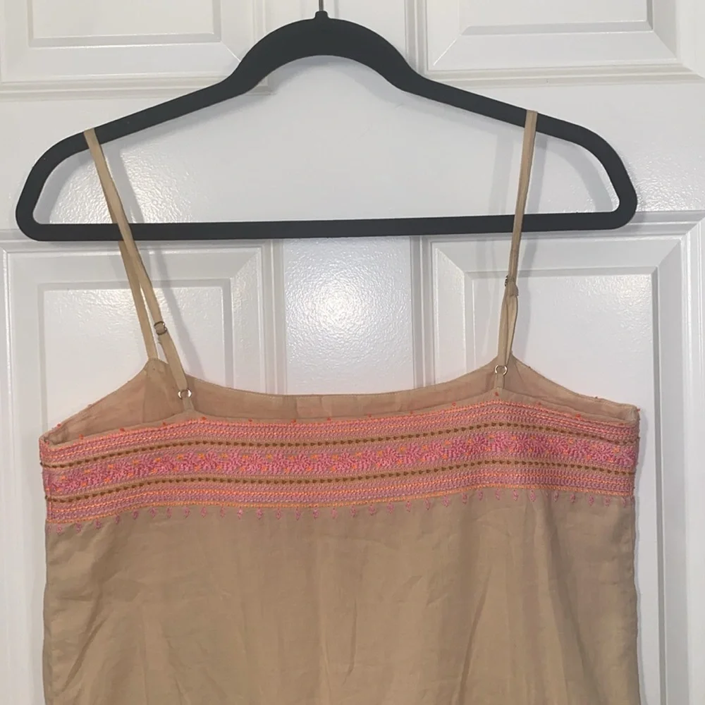 J. Crew Embroidered Siesta Drop Waist Spaghetti Strap Mini Dress in Pink Small